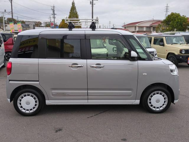 ムーヴキャンバス ストライプスG 全周囲カメラ 両側電動スライドドア TV クリアランスソナー 衝突被害軽減システム LEDヘッドランプ スマートキー アイドリングストップ 電動格納ミラー シートヒーター ベンチシート CVT(5枚目)