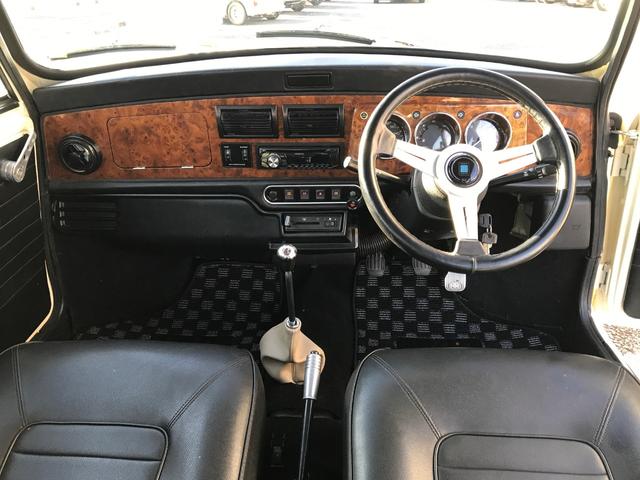 MINI メイフェア 4速マニュアルシフト 同色全塗装済みMk-I仕様 6Jオーバーフェンダー&Sスター10インチアルミ バルタンステンレスセンターマフラー 前後Hi-Loキット ナルディレザーステアリング 1年保証(29枚目)