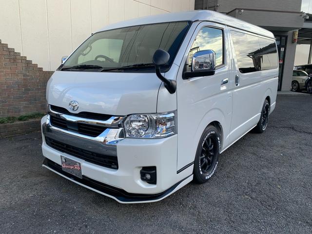 ハイエースワゴン ＧＬ　ガレージフジコンプリートＸ３床張り車中泊ベットシートカバーＬＥＤ照明パワースライドドアＬＥＤヘッド地デジナビＴＶデジタルインナーミラーパノラマビューモニターローダウン・スポイラー１６アルミホイール（2枚目）