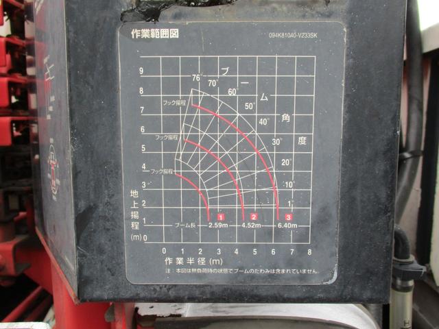 　平ボデー　３段ユニック　リモコン　１０尺クレーン　５速　内寸２４７ｘ１６１ｘ３６　３トン積載　３段ユニック　４．６Ｌノンターボ　５速　ＫＫ－ＸＺＵ３０２　積載量３０００キロ　車両総重量６４８５キロ(33枚目)