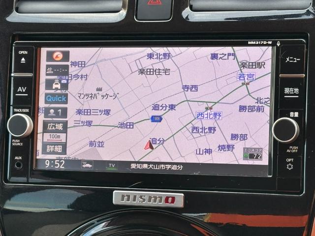 マーチ ニスモ　ＥＴＣ　バックカメラ　ナビ　ＴＶ　アルミホイール　オートライト　ＬＥＤヘッドランプ　スマートキー　アイドリングストップ　電動格納ミラー　ＣＶＴ　盗難防止システム　衝突安全ボディ　記録簿　ＡＢＳ　ＥＳＣ（4枚目）