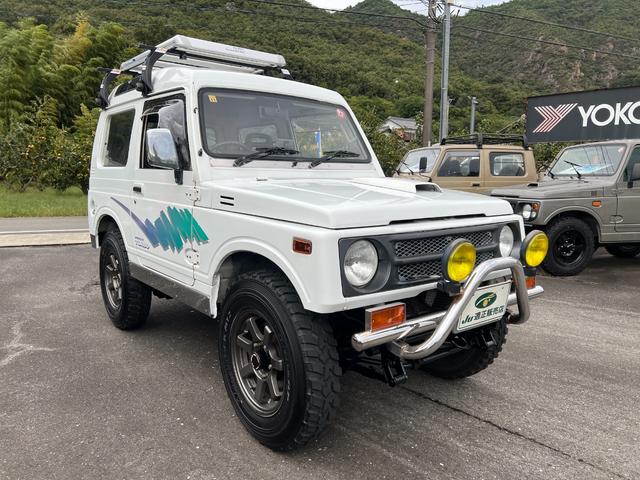 ジムニー EC JA11-2型 圧縮圧力測定済パノラマハイルーフ2インチボディーリフト検対応 前後ステンバンパー ナンバー移動 検対応マフラー MTタイヤ社外アルミ キングピンOH済クラッチOH付TベルトWポンプ交換(2枚目)