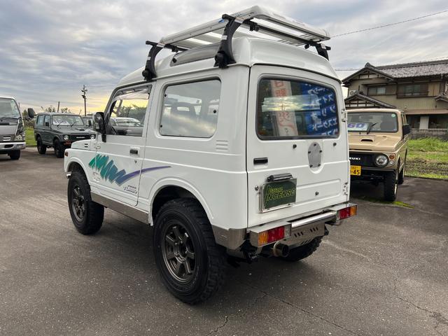 ジムニー EC JA11-2型 圧縮圧力測定済パノラマハイルーフ2インチボディーリフト検対応 前後ステンバンパー ナンバー移動 検対応マフラー MTタイヤ社外アルミ キングピンOH済クラッチOH付TベルトWポンプ交換(4枚目)