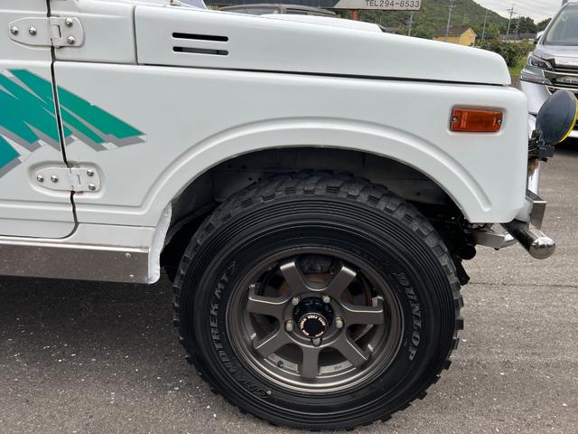 ジムニー EC JA11-2型 圧縮圧力測定済パノラマハイルーフ2インチボディーリフト検対応 前後ステンバンパー ナンバー移動 検対応マフラー MTタイヤ社外アルミ キングピンOH済クラッチOH付TベルトWポンプ交換(11枚目)