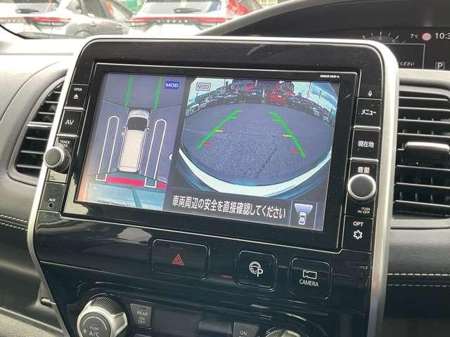 セレナ ２．０　ハイウェイスター　ＶセレクションＩＩ　９型ナビ　後席モニター　全方位カメラ　バックモニタ　全周囲モニタ　アイスト　Ｐアシスト　インテリキー　ＬＥＤライト　ＥＴＣ車載器　オートクルーズコントロール　サイドエアバッグ　記録簿　ドライブレコーダー　禁煙　アルミ　ＴＶナビ　エアバック（10枚目）