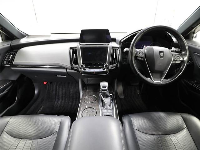 クラウンハイブリッド S Cパッケージ 衝突軽減B 黒革シート 盗難防止システム ワンオーナ エアバッグ クルコン Bカメラ LEDヘッドライト フルセグTV AC100V電源 スマートキー&プッシュスタート パワーシート ETC付 アルミ(18枚目)