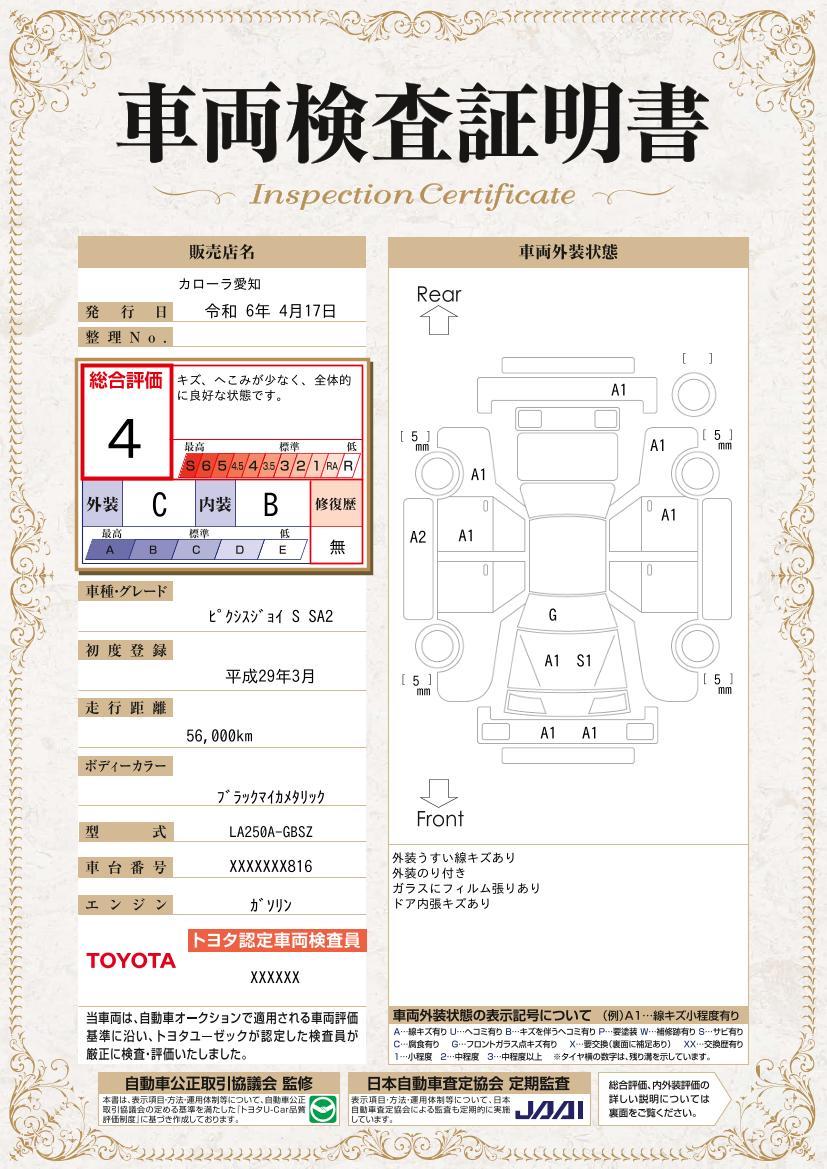 車両状態評価書