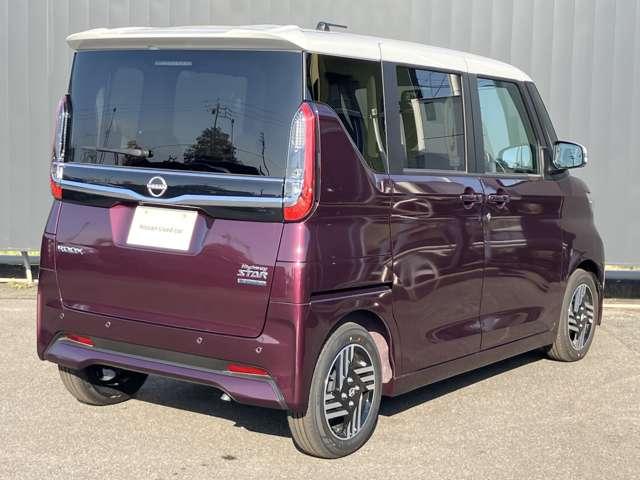 ルークス ６６０　ハイウェイスターＸ　※雹害車※　エマージェンシーブレーキ　踏　アイスト　衝突被害軽減ブレ－キ　助手席側オートスライドドア　マルチビューカメラ　車線逸脱警報装置　ＬＥＤ　スマートキー　パワーウィンドウ　カーテンエアバック　バックカメラ　記録簿　パワステ　キーフリ（2枚目）