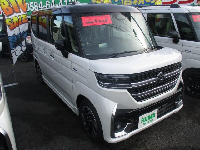 スペーシアカスタム ハイブリッドＸＳ　スマートキー、衝突防止機能、プッシュスタート、オートライト、オートエアコン、アイドリングストップ、両側電動スライドドア、ハイブリット、ＬＥＤヘッドライト、ステアリングヒーター、セーフティサポート搭載車（4枚目）