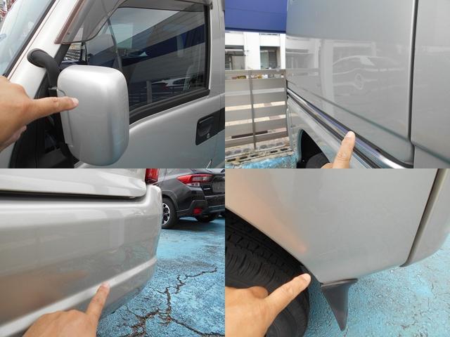 私が気になる箇所を画像に撮りました。ミラー塗装褪せ、右後エクボヘコミと付着物、左側面エクボヘコミと線キズ、あり！！その他はコキズやエクボあり！！板金修理も承りますので気になる方はご相談下さいね！！！