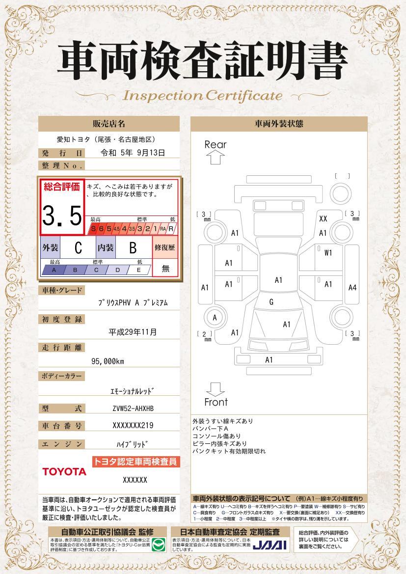 車両状態評価書