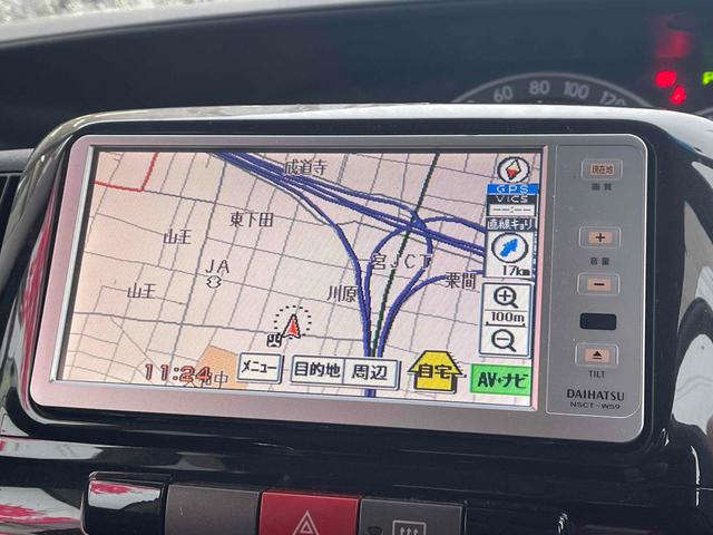 タント カスタムＶセレクション　ＥＴＣ　スライドドア　ナビ　ＴＶ　ＨＩＤ　スマートキー　電動格納ミラー　ベンチシート　ＡＴ　盗難防止システム　アルミホイール　衝突安全ボディ　エアコン　パワーステアリング　パワーウィンドウ（5枚目）