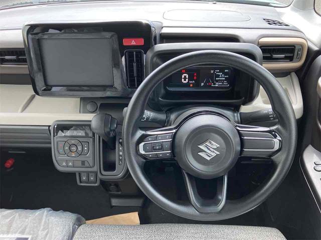 スペーシア ハイブリッドＸ　届け出済み未使用車　両側電動スライドドア　クリアランスソナー　衝突被害軽減システム　オートライト　ＬＥＤヘッドランプ　スマートキー　アイドリングストップ　電動格納ミラー　シートヒーター　ベンチシート（7枚目）