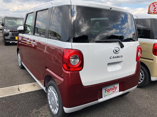 ムーヴキャンバス ストライプスＸ　届け出済み未使用車　両側電動スライドドア　クリアランスソナー　衝突被害軽減システム　オートライト　スマートキー　アイドリングストップ　電動格納ミラー　ベンチシート　ＣＶＴ　盗難防止システム　ＡＢＳ（32枚目）