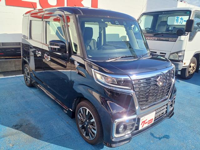 スペーシアカスタム ハイブリッドＸＳ　両側電動スライドドア　ナビ＆ＴＶ　バックモニター　ステアリングスイッチ　フロントドライブレコーダー　ビルトインＥＴＣ　シートヒーター　スリムサーキュレーター　パーソナルテーブル　ロールサンシェード（4枚目）