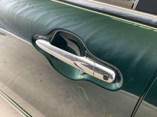 メッキ加飾のアウトサイドハンドル。