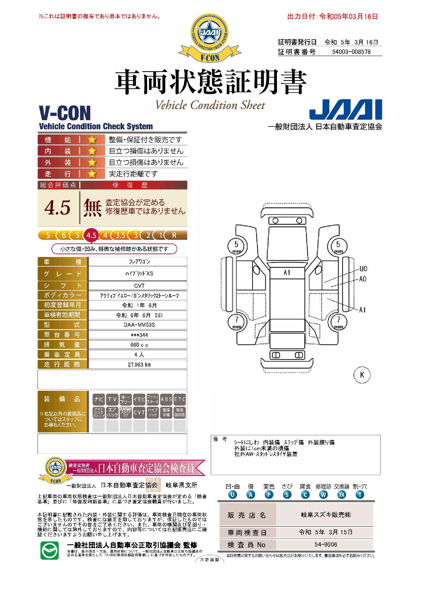 フレアワゴンタフスタイル（マツダ）ハイブリッドＸＳ屋根ガンメタＩＩＤＳＢＳナビ＆フルＴＶＥＴＣ