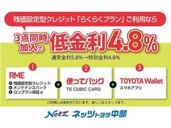 「ＲＭＥ」＋「使ってバック」＋「ＴＯＹＯＴＡ　Ｗａｌｌｅｔ」の３点をセットにした特別金利プランです。通常金利８．０％のところ、特別金利４．８％にてご提供。 6