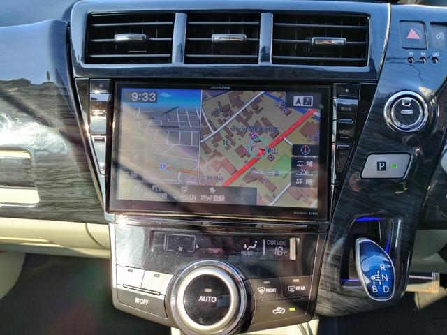 プリウスアルファ S 走行99136K 検9年3月 DADエアロ リアスポ ボンネットスポ 車高調 外18AW LEDテール HIDライト フォグ 9型ナビフルセグBモニ 前後ドラレコ 黒ウッドパネル スマートキX2保証付(4枚目)