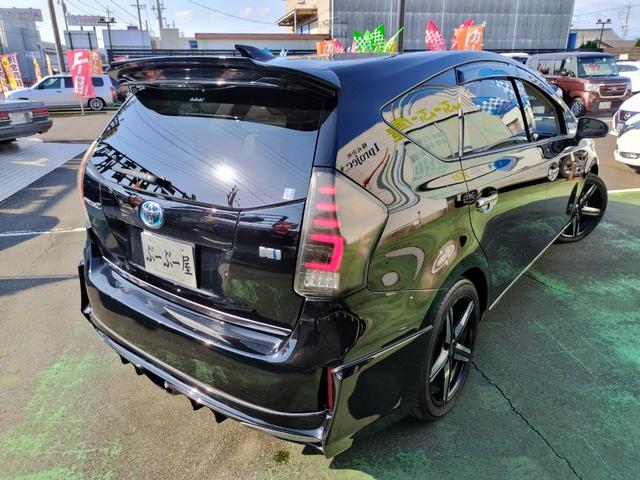 プリウスアルファ S 走行99136K 検9年3月 DADエアロ リアスポ ボンネットスポ 車高調 外18AW LEDテール HIDライト フォグ 9型ナビフルセグBモニ 前後ドラレコ 黒ウッドパネル スマートキX2保証付(15枚目)