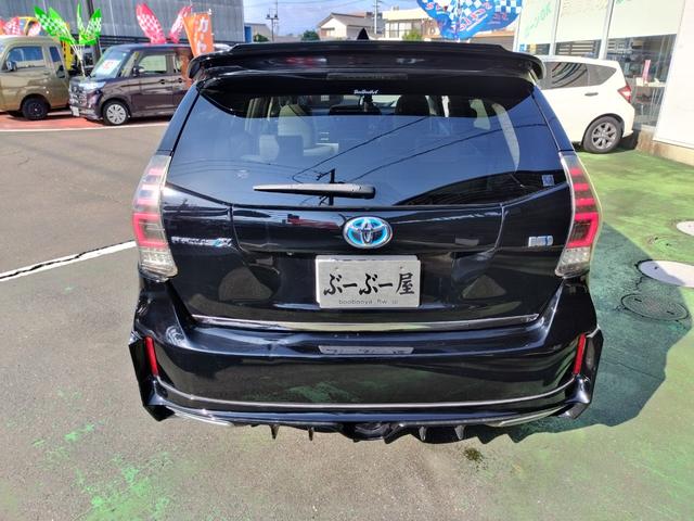 プリウスアルファ S 走行99136K 検9年3月 DADエアロ リアスポ ボンネットスポ 車高調 外18AW LEDテール HIDライト フォグ 9型ナビフルセグBモニ 前後ドラレコ 黒ウッドパネル スマートキX2保証付(16枚目)