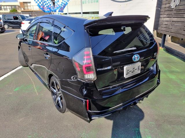 プリウスアルファ S 走行99136K 検9年3月 DADエアロ リアスポ ボンネットスポ 車高調 外18AW LEDテール HIDライト フォグ 9型ナビフルセグBモニ 前後ドラレコ 黒ウッドパネル スマートキX2保証付(17枚目)