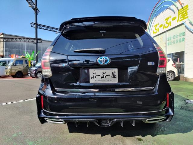 プリウスアルファ S 走行99136K 検9年3月 DADエアロ リアスポ ボンネットスポ 車高調 外18AW LEDテール HIDライト フォグ 9型ナビフルセグBモニ 前後ドラレコ 黒ウッドパネル スマートキX2保証付(22枚目)