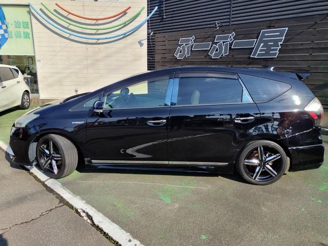 プリウスアルファ S 走行99136K 検9年3月 DADエアロ リアスポ ボンネットスポ 車高調 外18AW LEDテール HIDライト フォグ 9型ナビフルセグBモニ 前後ドラレコ 黒ウッドパネル スマートキX2保証付(25枚目)