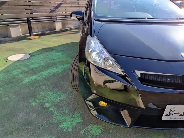プリウスアルファ S 走行99136K 検9年3月 DADエアロ リアスポ ボンネットスポ 車高調 外18AW LEDテール HIDライト フォグ 9型ナビフルセグBモニ 前後ドラレコ 黒ウッドパネル スマートキX2保証付(34枚目)
