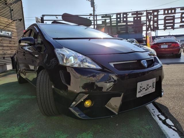 プリウスアルファ S 走行99136K 検9年3月 DADエアロ リアスポ ボンネットスポ 車高調 外18AW LEDテール HIDライト フォグ 9型ナビフルセグBモニ 前後ドラレコ 黒ウッドパネル スマートキX2保証付(36枚目)