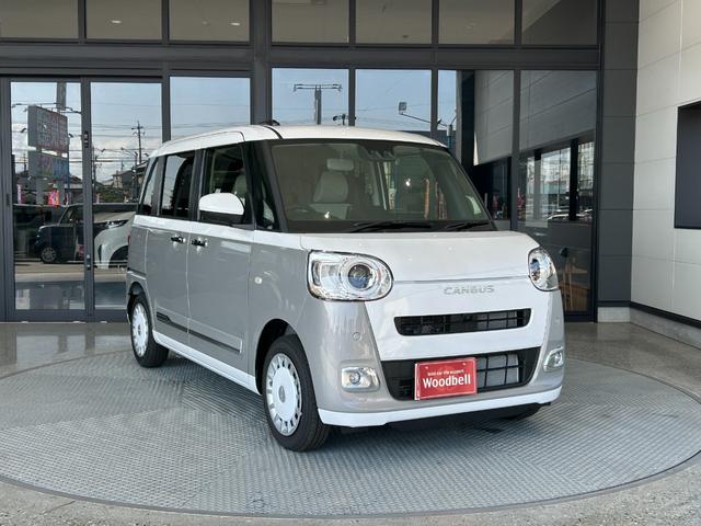 ムーヴキャンバス ストライプスＧ　届出済未使用　メーカー保証付　被害軽減ブレーキ　パノラマモニター　両側パワースライドドア　ＬＥＤヘッドライト　ＬＥＤフォグランプ　オート格納式ミラー　３６０°スーパーＵＶ＆ＩＲカットガラス（5枚目）