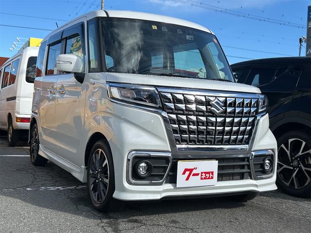 スペーシアカスタム ハイブリッドXSターボ ETC 全周囲カメラ 両側電動スライドドア フルセグナビ クリアランスソナー オートクルーズコントロール レーンアシスト 衝突被害軽減システム オートライト LEDヘッドランプ スマートキー(4枚目)