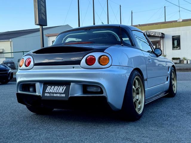 カプチーノ ベースグレード BARIKIデモカー コンプリート車両 BRKエアロバンパー BRK-01車高調 BRK調整式Fアーム BRKブレーキキット SSR15インチ7Jアルミ 専門店整備済み 室内展示車(8枚目)