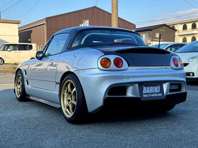 カプチーノ ベースグレード BARIKIデモカー コンプリート車両 BRKエアロバンパー BRK-01車高調 BRK調整式Fアーム BRKブレーキキット SSR15インチ7Jアルミ 専門店整備済み 室内展示車(9枚目)