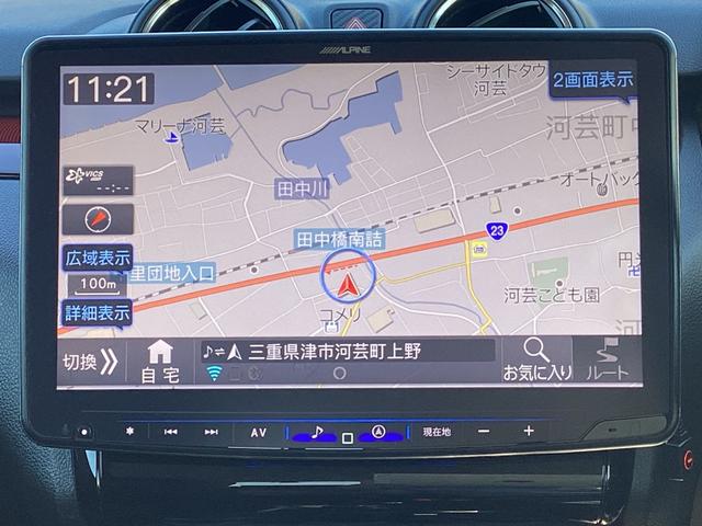 スイフトスポーツ ベースグレード 衝突軽減 アルパイン11型ナビ フルセグ Bluetooth HDMI AppleCarPlay AndroidoAuto 360°カメラ HKS車高調 HKSマフラー Weds16インチアルミ(5枚目)