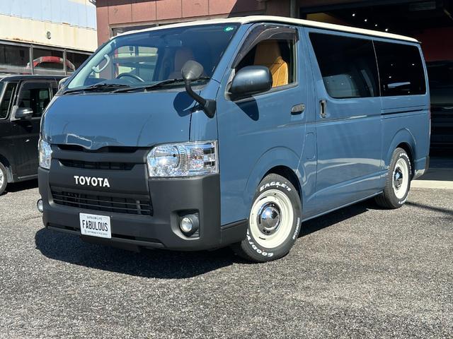 ハイエースバン ロングＤＸ　天井木張り　アルルブルー＆アイボリー＆マットブラック塗装　リアクーラー＆ヒーター　新品ナスカータイヤ／ディーンクロスカントリーホイール／シートカバー　Ｂｌｕｅｔｏｏｔｈ　バックカメラ　ＥＴＣ（6枚目）