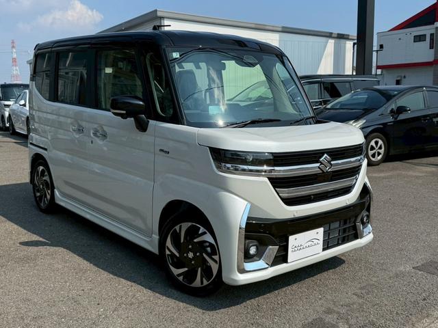スペーシアカスタム ハイブリッドＸＳターボ　白黒ツートンカラー　ハイブリッドＸＳターボ　両側パワースライドドア　全方位モニター　純正９インチナビ　　ＴＶ　　セーフティサポート　１５ＡＷ　スマートキーハーフレザーシート　ステアリングヒーターＨＵＤ（11枚目）