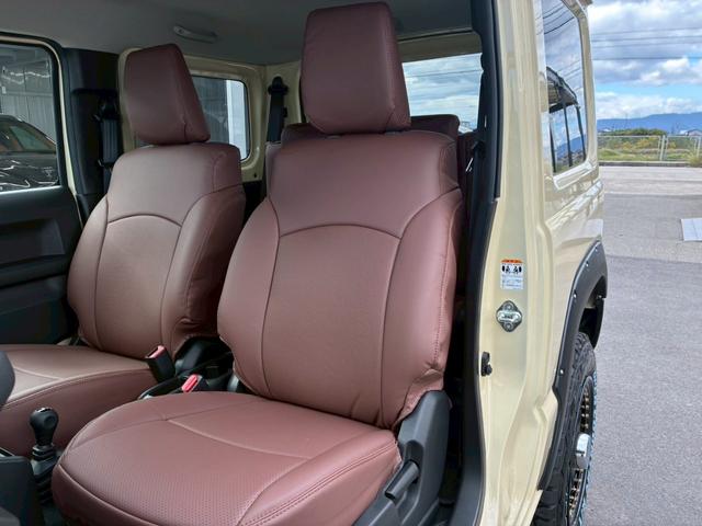 ジムニー XC 社外ナビ フルセグTV バックカメラ リフトアップ オーバーフェンダー ブラウンレザーシートカバー 16インチアルミホイール オープンカントリータイヤ 大型グリルガード リアラダー スペアタイヤカバー(63枚目)