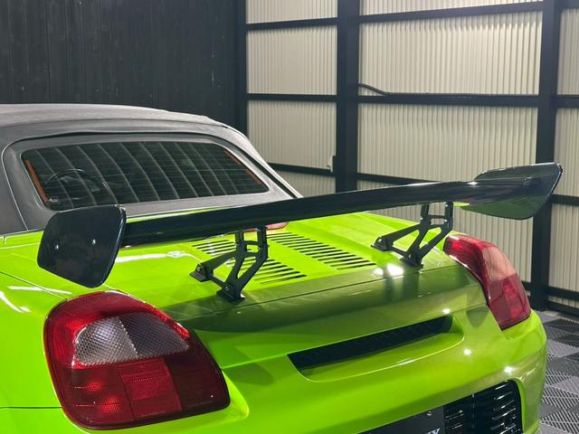 ＭＲ－Ｓ Ｓエディション　全塗装車両　ＢＲＩＴＺ／ＤＡＭＰＥＲＺＺ－Ｒ車高調　ＧＴウィング　フルエアロ　４連マフラー　ワンセグナビ　ＣＤ再生　黒色ソフトトップ　社外１７インチアルミホイール　助手席エアバック　５速ＭＴ車両（58枚目）