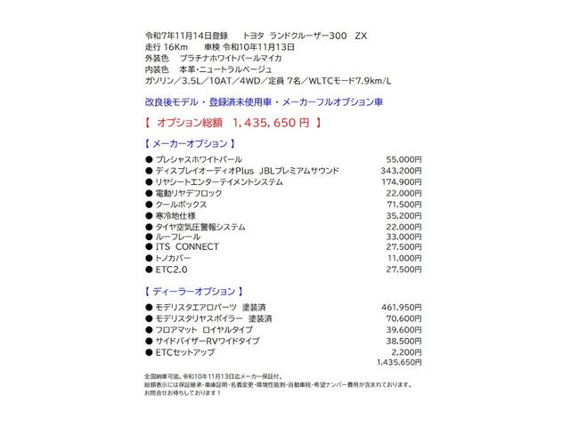 ランドクルーザー ZX フルオプション車 モデリスタフロント・フェンダ・リア・マフラー・トランスポイラー リアエンターテイメント・JBLサウンド クールBOX 電動リアデフロック ルーフレール 空気圧警告 寒冷地 ITSコネ(2枚目)