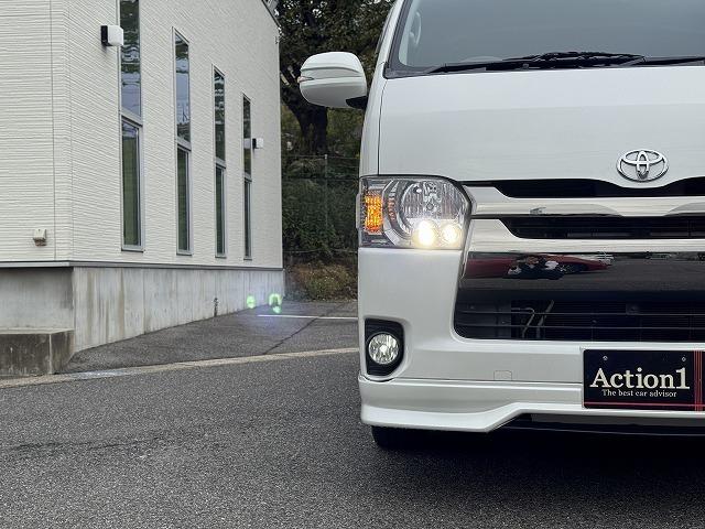 ハイエースバン スーパーGL ダークプライム ベットキット 社外フロントバンパー 社外テール 社外16インチアルミ フリップダウンモニター 社外ナビTV バックカメラ AC100V電源 両側スライドドア スマートキー ウッドコンビステアリング(66枚目)