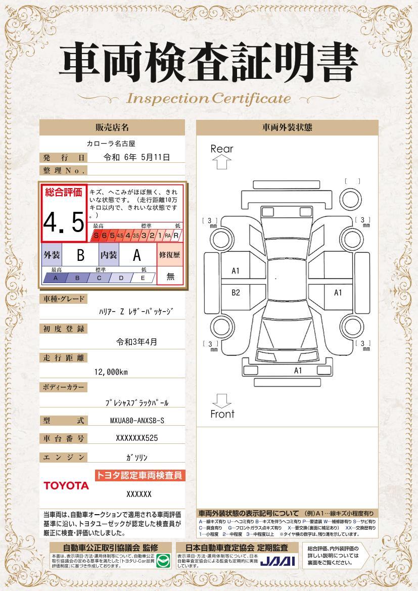 車両状態評価書