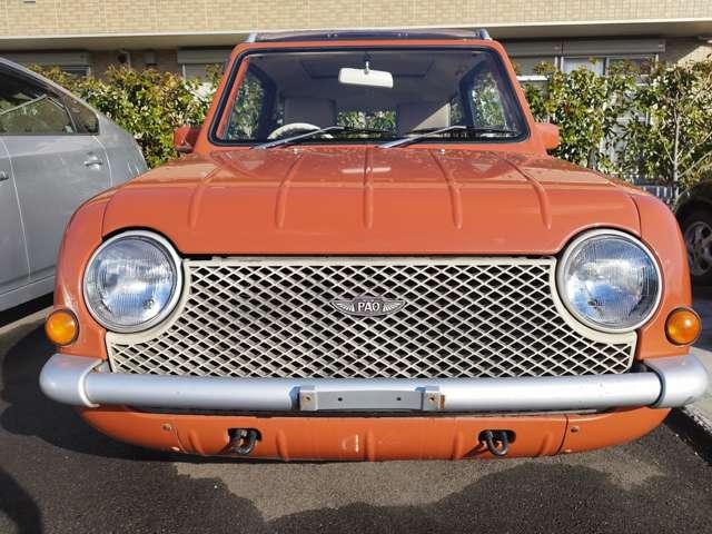 パオ キャンバストップ　純正オーディオ　ＥＴＣ　　５速ミッション車　ホロ張り替済み　車検整備付　走行６５０００Ｋｍ　ガソリン車　ルーフレール　レトロパネル　オレンジ（3枚目）