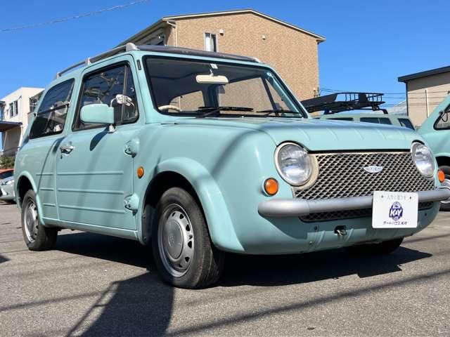 パオ キャンバストップ　社外オーディオ　車検整備付　走行９６０００Ｋｍ　オートマ　ライトブルー　ガソリン車　レトロパネル　整備付　キャンバストップ（3枚目）