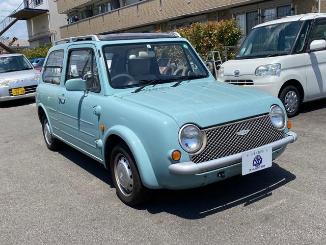 パオ キャンバストップ　社外オーディオ　車検整備付　走行９６０００Ｋｍ　オートマ　ライトブルー　ガソリン車　レトロパネル　整備付　キャンバストップ（4枚目）