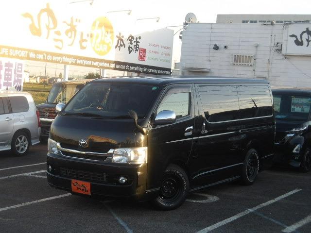 レジアスエースバン ロングスーパーGL アルパインフリップダウンモニター ベッドキット フルセグ対応ナビ バックカメラ ETC ウッドコンビステア 左右リアイージークローザー LEDオートヘッドライト 黒革調シートカバー ディーゼルターボ(9枚目)