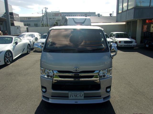 ハイエースバン ロングDX GLパッケージ 5速MT ワンオーナー禁煙車 板金塗装歴無し 車検毎全整備記録簿あり セーフティーセンス 純正ナビTVバックカメラ ソーラーIMPACT製合せガラス モデリスタスポイラー キーレス LEDヘットライト(2枚目)