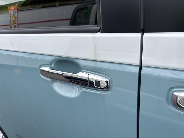 ムーヴキャンバス ストライプスＧ　両側電動スライドドア　クリアランスソナー　レーンアシスト　衝突被害軽減システム　オートライト　ＬＥＤヘッドランプ　スマートキー　アイドリングストップ　電動格納ミラー　シートヒーター　ベンチシート（16枚目）