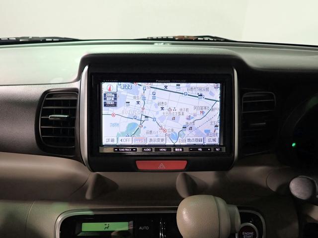 N-BOX G・Lパッケージ アイドリングストップシステム 社外SDナビ フルセグTV DVD USB Bカメラ ETC インテリキー オートA/C Lパワスラ ヒルスタートA ECONモード WSRSエアバック EBD付ABS VSA リアアームレスト 禁煙(5枚目)