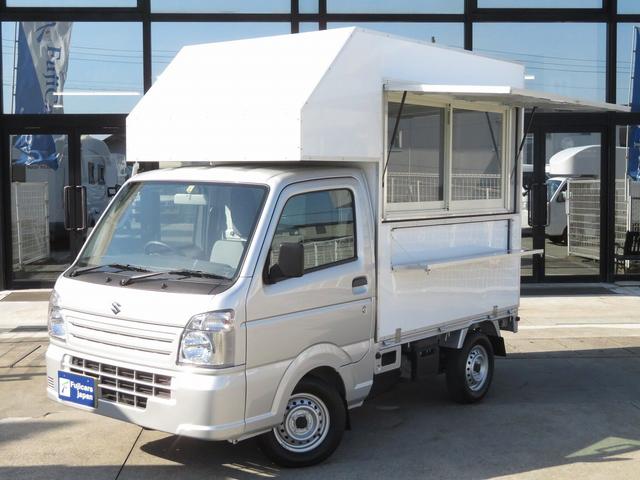 キャリイトラック ＫＣエアコン・パワステ　移動販売車　キッチンカー　２層シンク　給水排水タンク　換気扇　１００Ｖ外部電源　サブバッテリー　正弦波インバーター　ガラスサッシ　販売カウンター　加工台　作業テーブル（31枚目）